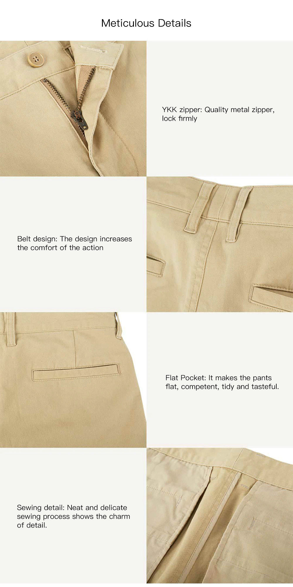 Xiaomi Youpin Classic Casual Comfortable Solid Color Cotton Pants Size 3XL - Khaki