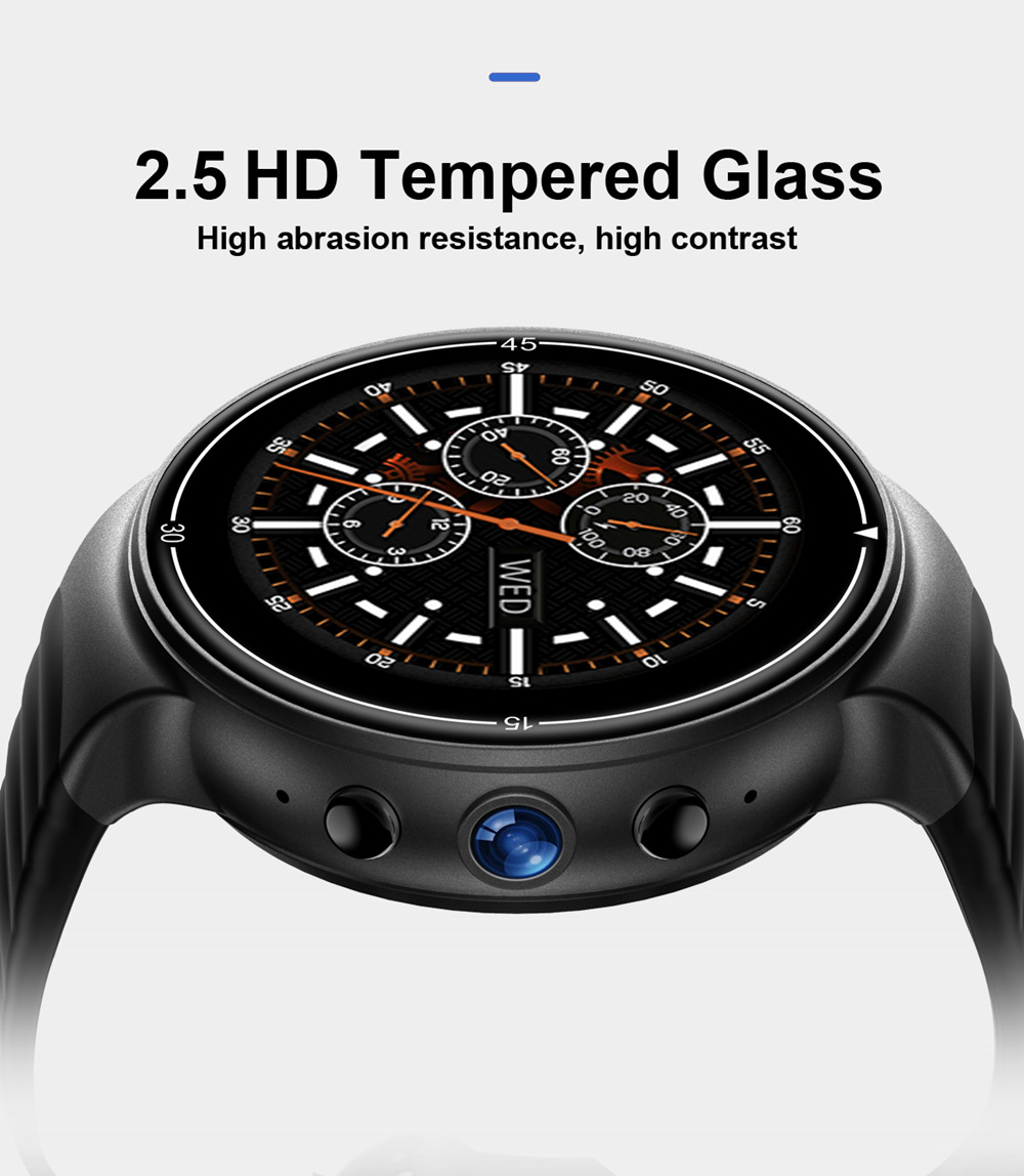 Makibes MK02 4G Smartwatch Phone Android 7.0 MTK6737 Quad Core 1G RAM 16G ROM GPS WiFi Heart Rate Video - Black