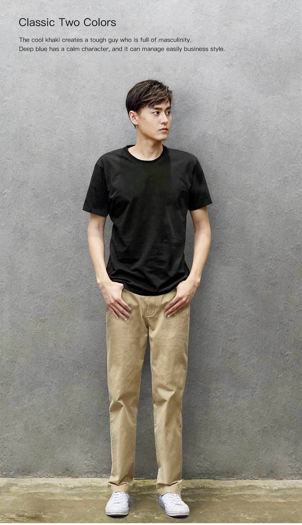 Xiaomi Youpin Classic Casual Comfortable Solid Color Cotton Pants Size 3XL - Khaki