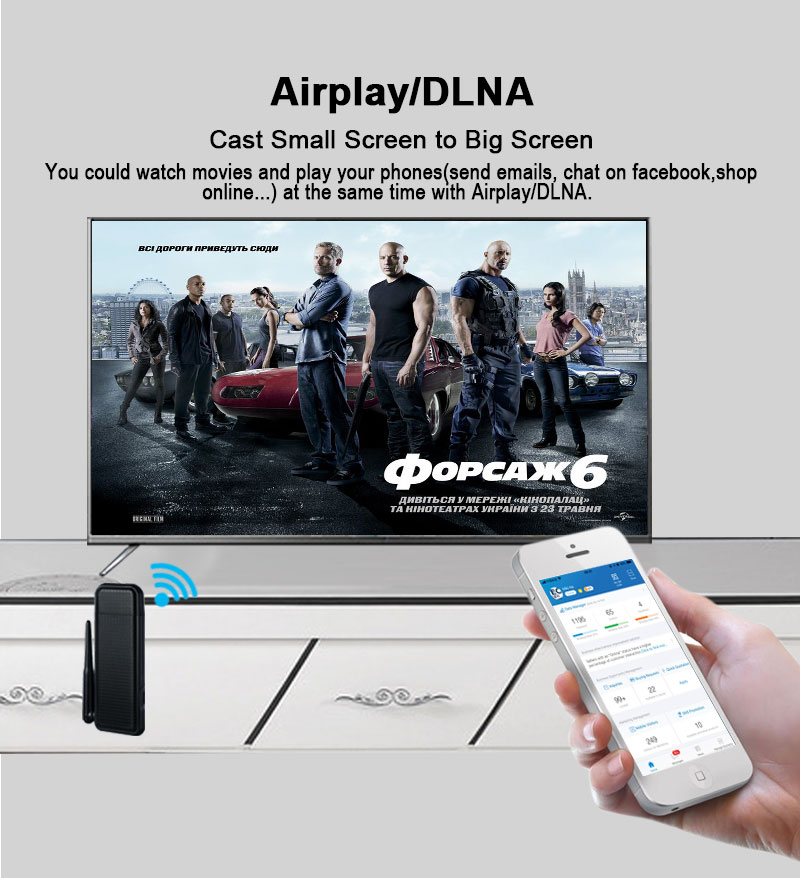 EC-C18 TV Dongle Full HD 1080P Miracast Airplay Dongle 2.4G WIFI Support iOS/Android HDMI Output