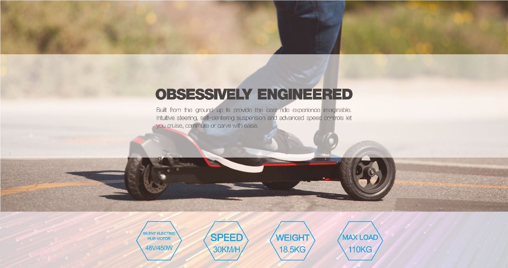 ESWING ES-1353 ES BOARD Electric Foldable 3-wheel Scooter 450W Mini Lightweight EU Plug - Black