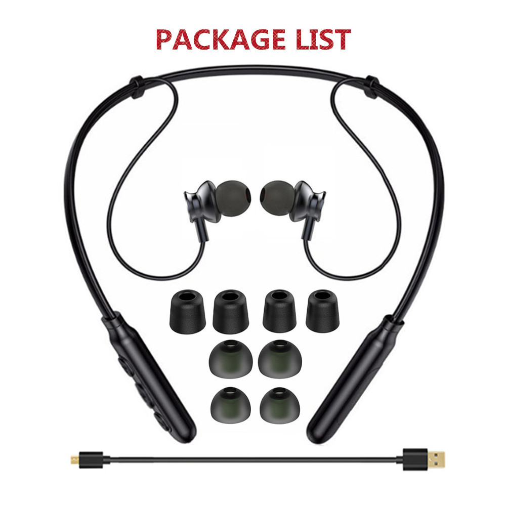 Binai B22S Neckband Wireless Bluetooth Earphone Magnetic Sports Waterproof - Black