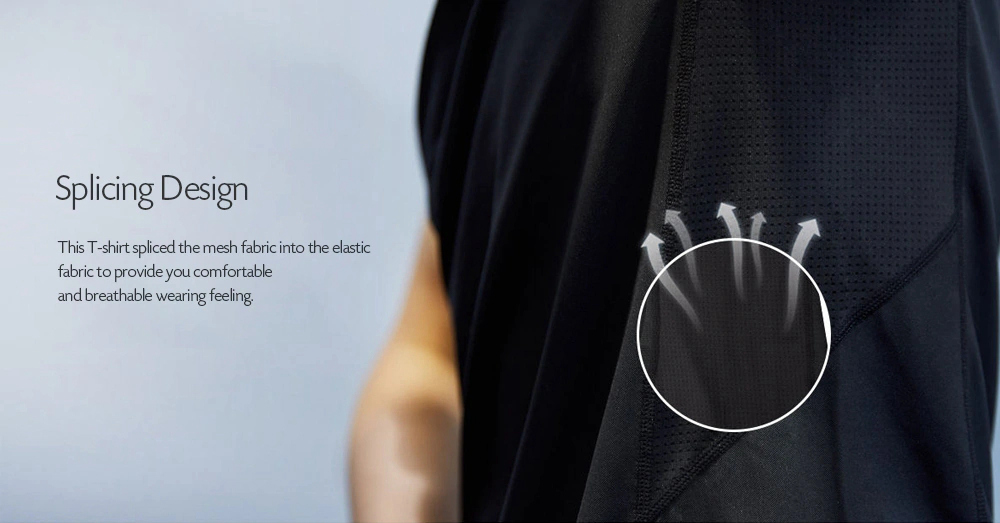 Xiaomi Youpin Round Collar Sports T-shirt Breathable Quick-drying Reflective Size L - Black