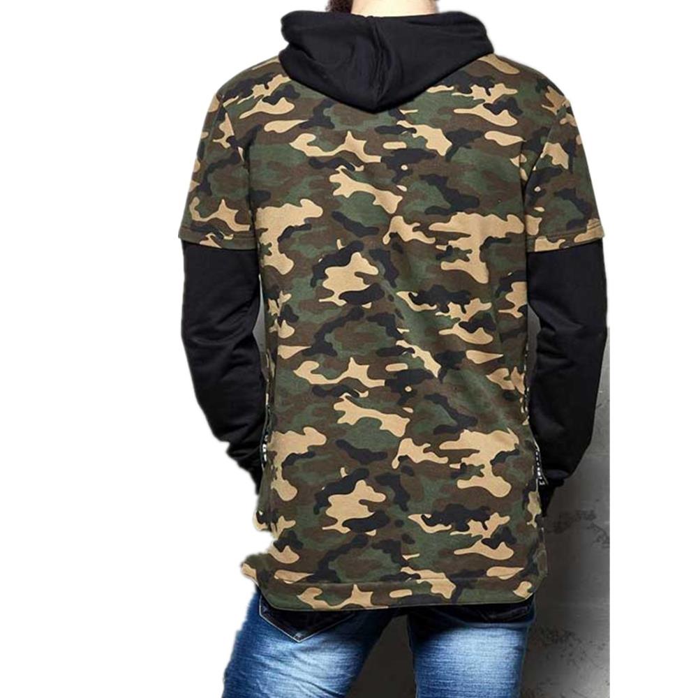 Male New Fashion Mens Slim Fit Pullover Sport Camouflage Hoodies Casual Cotton Sweatershirt Size M - Army Green