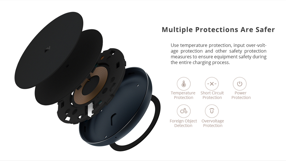 Xiaomi Wireless Charger for Xiaomi Mix 2S/Samsung S9/iphone X/ QI Wireless Charging Smartphones - Black