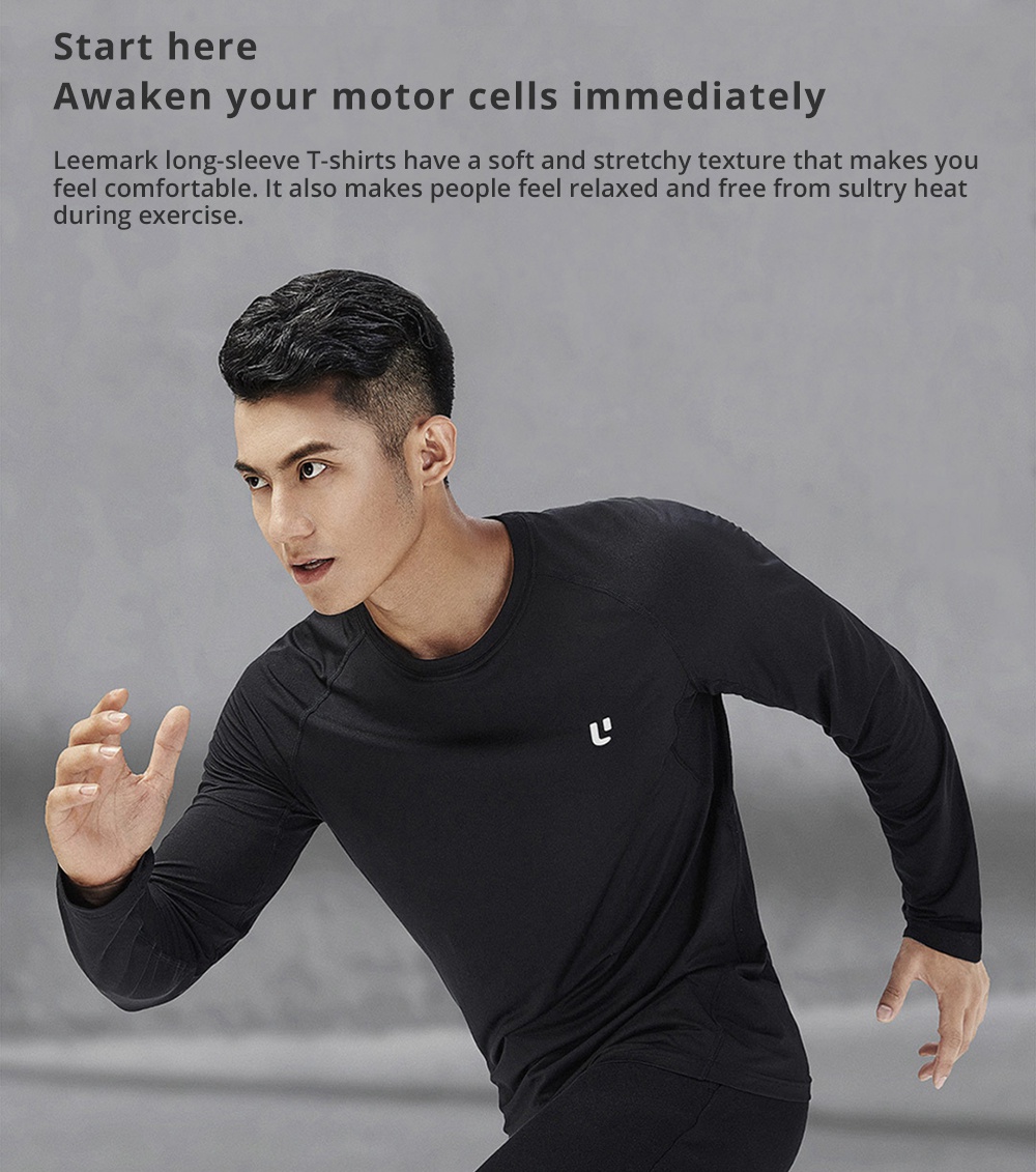 Xiaomi Uleemark Men Sports Long Sleeve Crew Neck T-shirt Moisture Wicking Classic Sweatshirt Size L - White