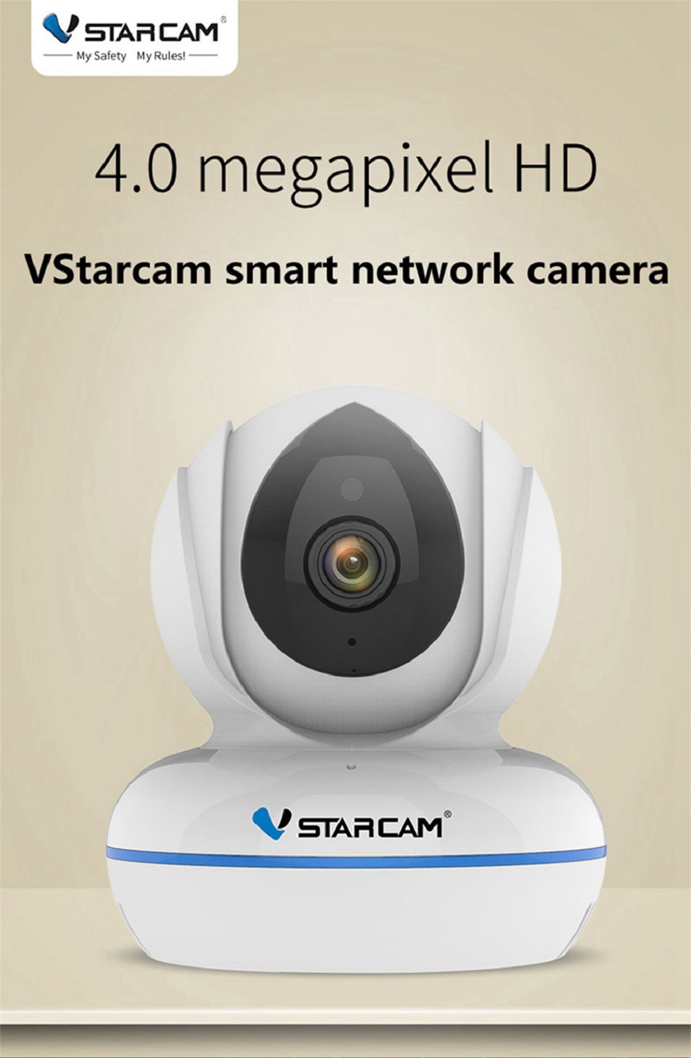 Vstarcam C22Q 4MP Full HD 2.4G/5G Wifi IP Camera Smart Monitor Camera H.265 Compression IP-CUT Onvif - White EU Plug
