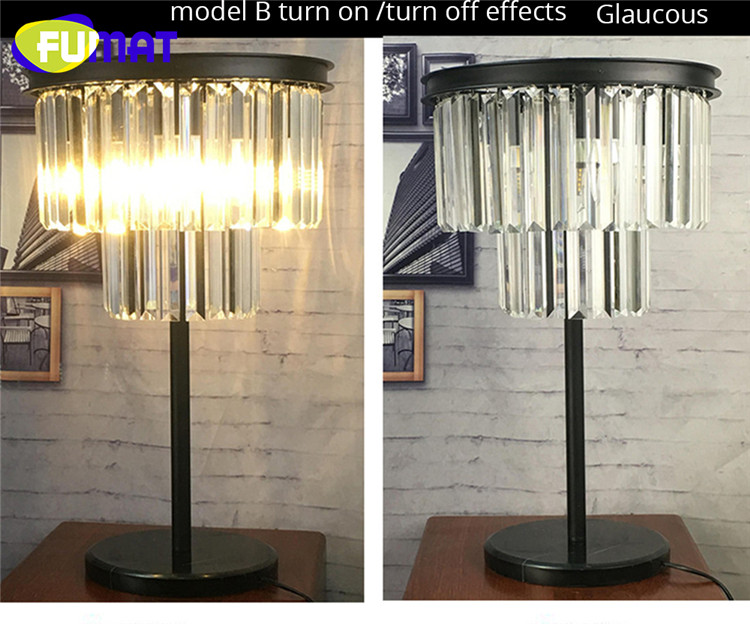 FUMAT Table Lamp Dual Layers K9 Crystal Lustre Luxury Table Lights Desk Lamp Bedside Decoration Lights for Living Room Bedroom - Amber