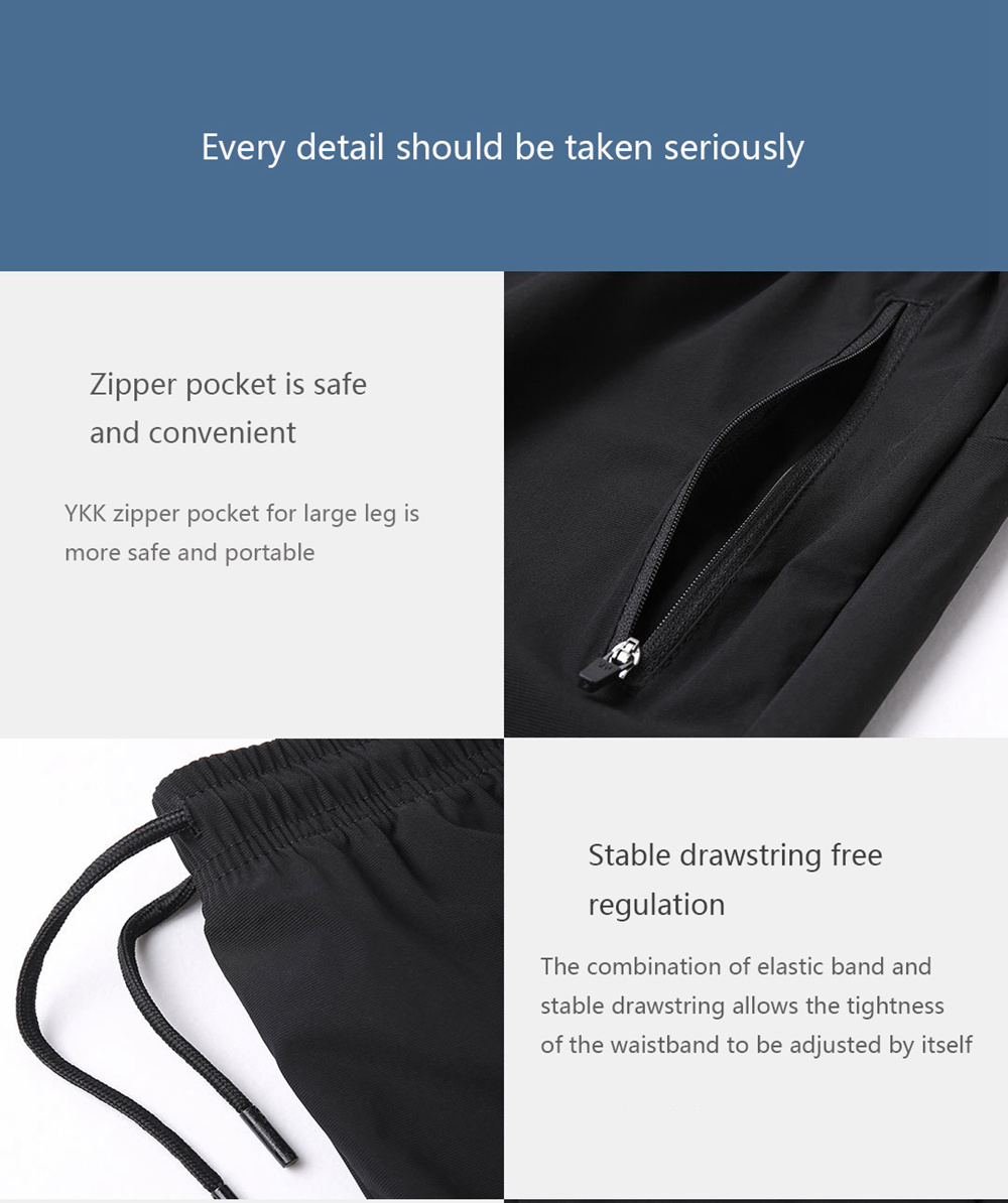 Xiaomi Uleemark Men Icy Cloth Texture Pants Absorb Sweat Quick-drying High Elasticity Trousers Size XL - Black