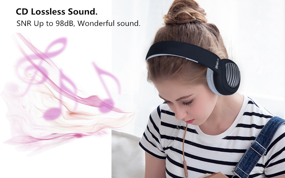 Binai V79 Wireless Bluetooth Headphones with Mic FM Radio Bass Stereo Headset for Android/IOS - Black & Silver