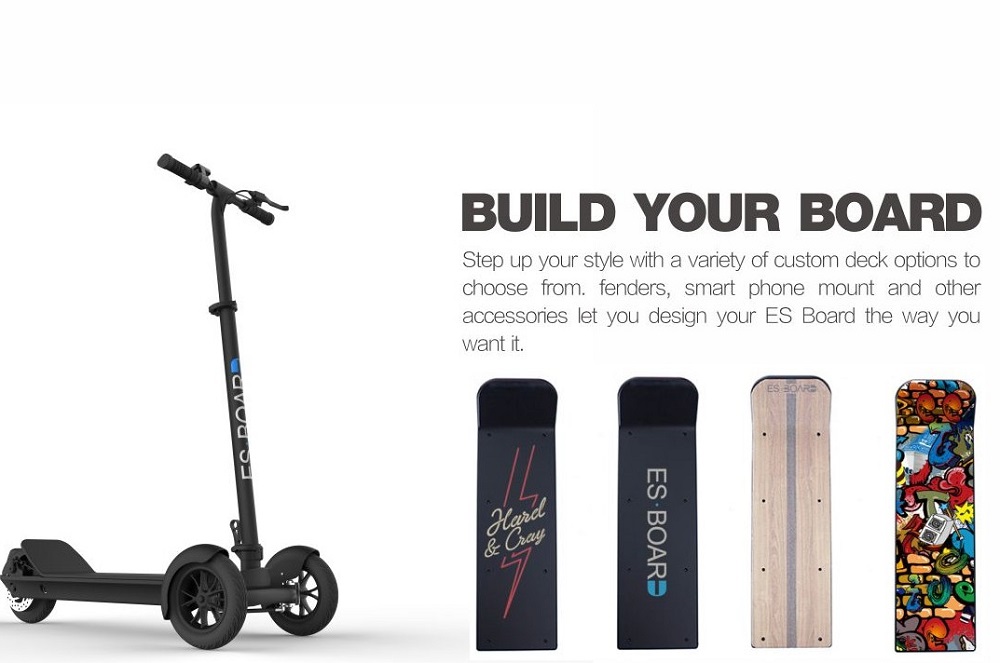 ESWING ES-1353 ES BOARD Electric Foldable 3-wheel Scooter 450W Motor 35km/h Mini Lightweight EU Plug - Black + Red