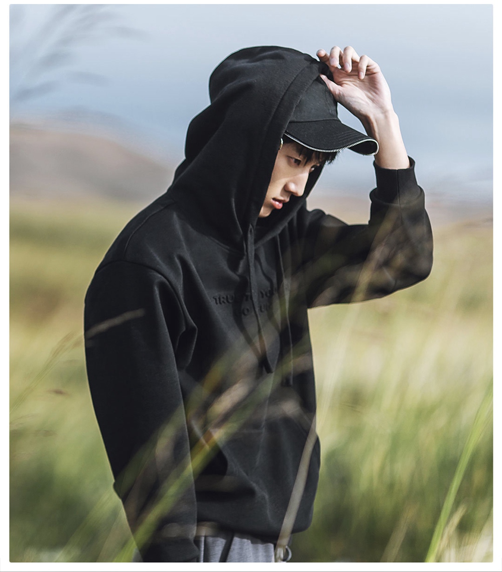 Xiaomi 90FUN Unisex Oversized Style Hoodie Double-layer Composite Fabric Sweatshirt Size M - Black