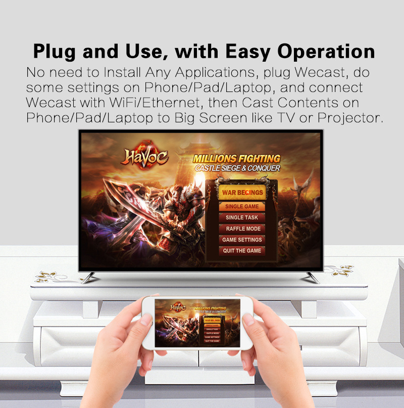 EC-C28 TV Dongle 4K Miracast Airplay Dongle 2.4G/5G Dual Band WiFi LAN Support iOS/Android HDMI/AV Output