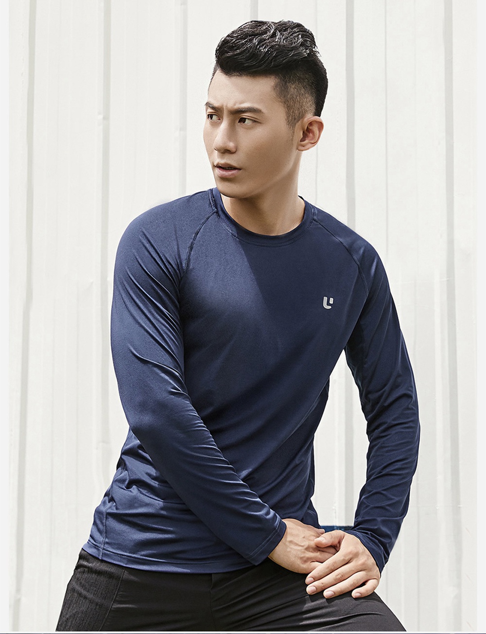 Xiaomi Uleemark Men Sports Long Sleeve Crew Neck T-shirt Moisture Wicking Classic Sweatshirt Size L - White