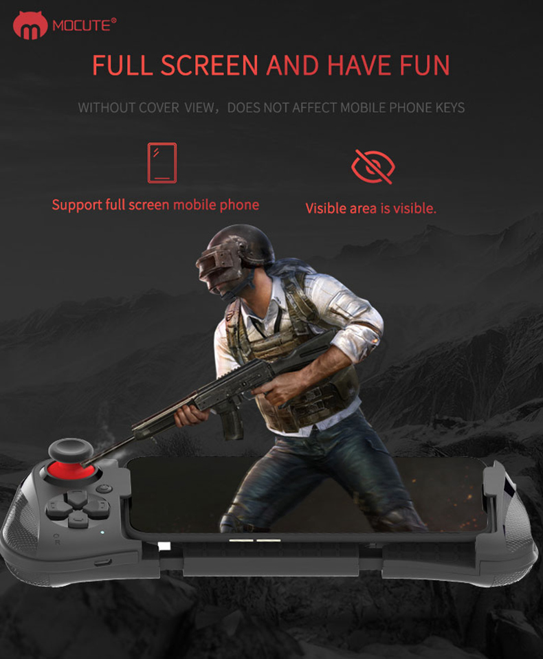 MOCUTE 058 Wireless Bluetooth Singe-hand Game Controller with Telescopic Phone for Android/IOS Smartphone - Black