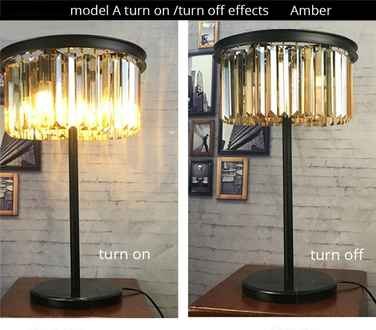 FUMAT Table Lamp Dual Layers K9 Crystal Lustre Luxury Table Lights Desk Lamp Bedside Decoration Lights for Living Room Bedroom - Amber
