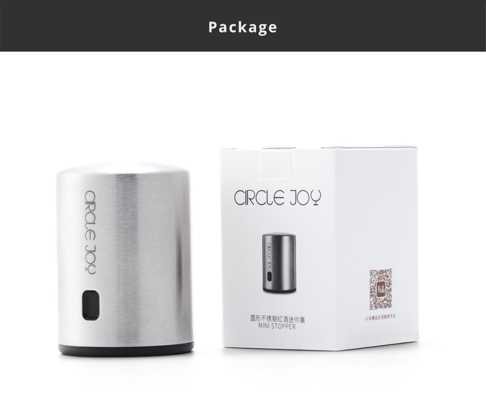 Xiaomi Circle Joy Stainless Steel Sealed Wine Stopper Efficient Preservation 304 Stainless Steel Store Date - Silver