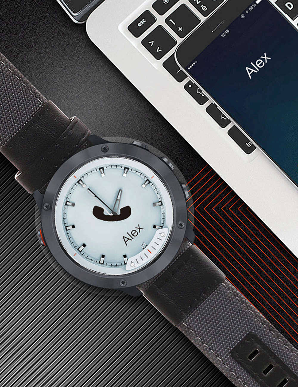 Makibes M5 Sports Smart Watch 5ATM Water Resistant Heart Rate Monitor Transparent Screen Luminous Dial TPU Strap - Black