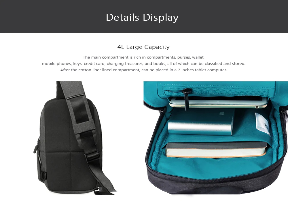 Xiaomi Slant Cross-Bag Urban Casual Shoulder Bag - Light Gray