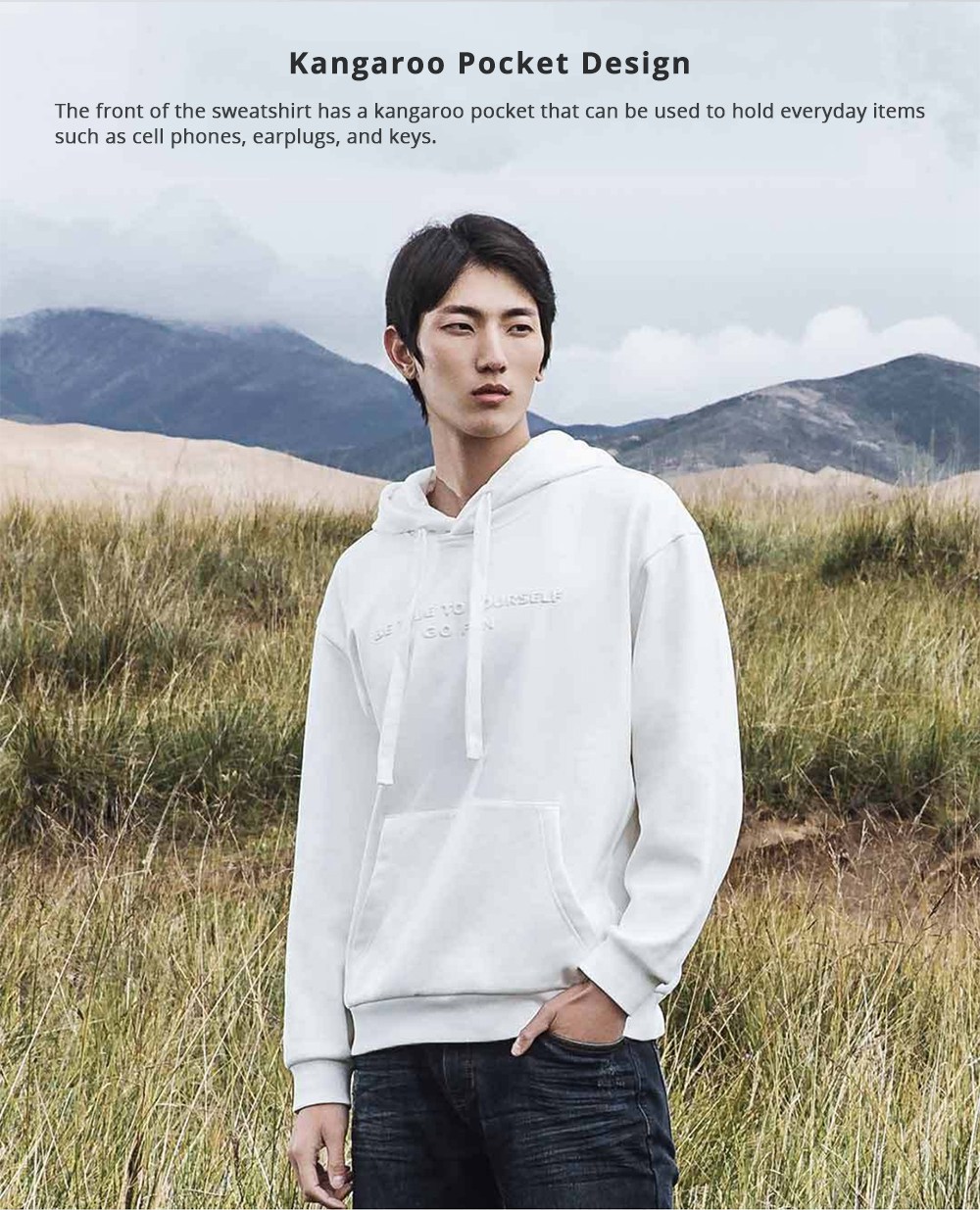 Xiaomi 90FUN Unisex Oversized Style Hoodie Double-layer Composite Fabric Sweatshirt Size M - Black
