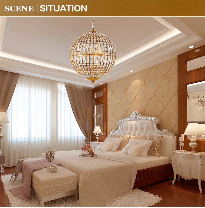 FUMAT American Style Round Crystal Chandelier Light Lustre K9 Hanging Ring Lamp for Living Room Dining Room Artistic - Gold