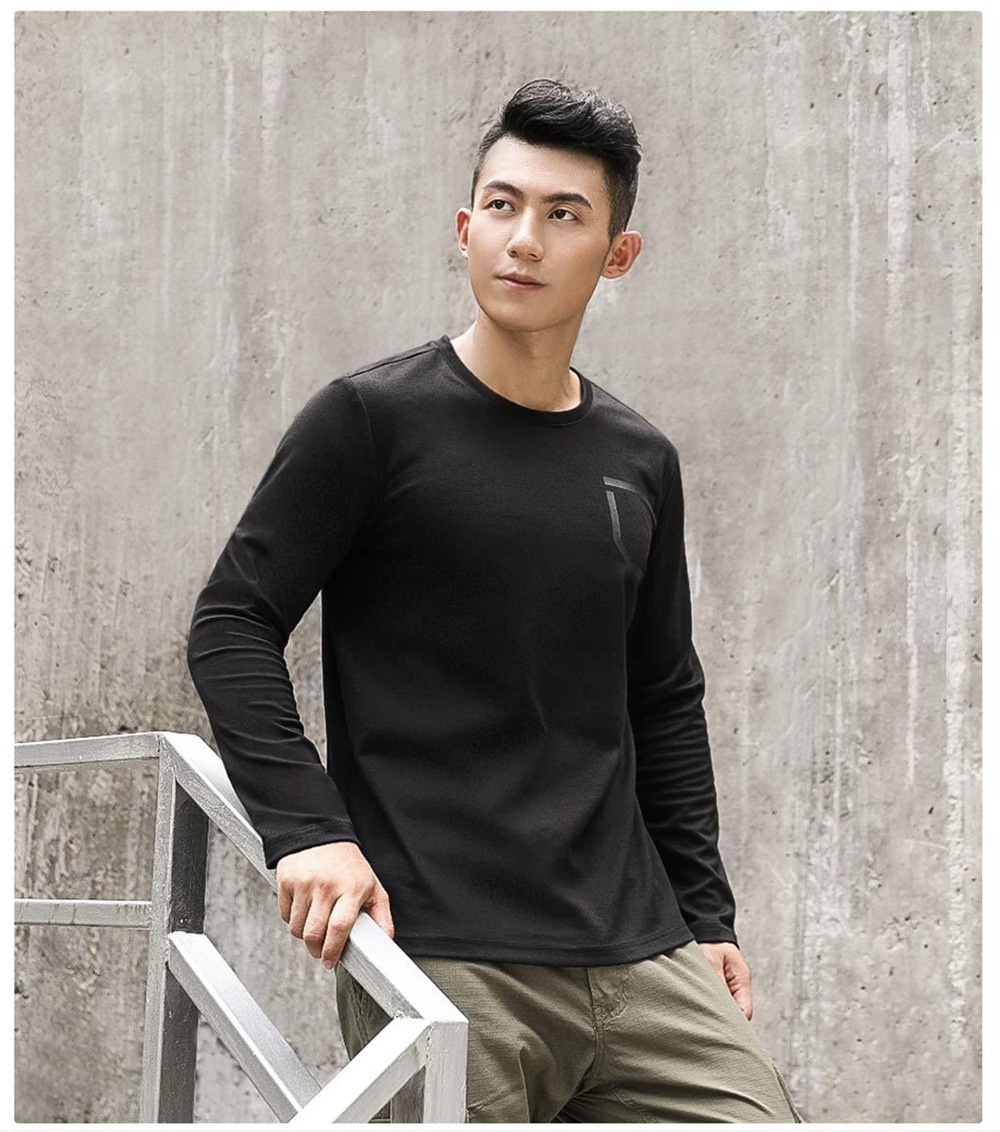 Xiaomi Uleemark Men Long Sleeve Crew Neck T-shirt Moisture Wicking Classic Sweatshirt Size S - Black