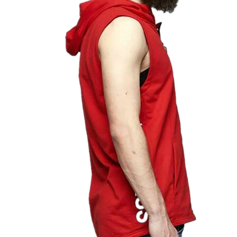 Men Pullover Fashion Design Sleeveless Hoodies For Men Outerwear Hoodies Size M - Red