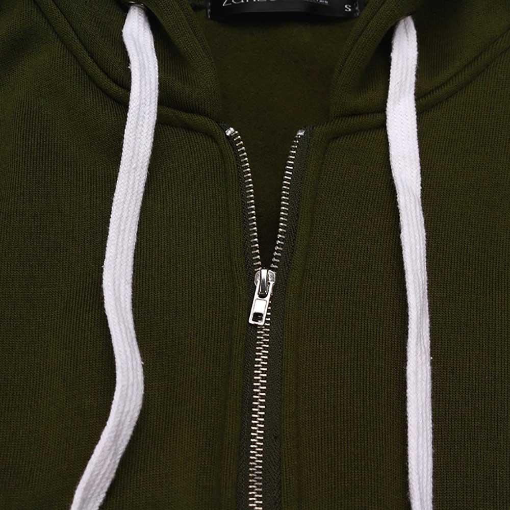 Women Autumn Long-sleeved Hoodie Sweatshirt Zipper Ladies Coat Size 4XL - Black