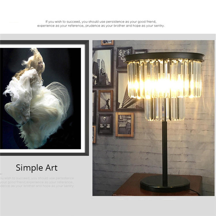 FUMAT Table Lamp Dual Layers K9 Crystal Lustre Luxury Table Lights Desk Lamp Bedside Decoration Lights for Living Room Bedroom - Amber