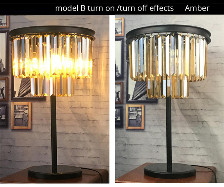 FUMAT Table Lamp Dual Layers K9 Crystal Lustre Luxury Table Lights Desk Lamp Bedside Decoration Lights for Living Room Bedroom - Amber