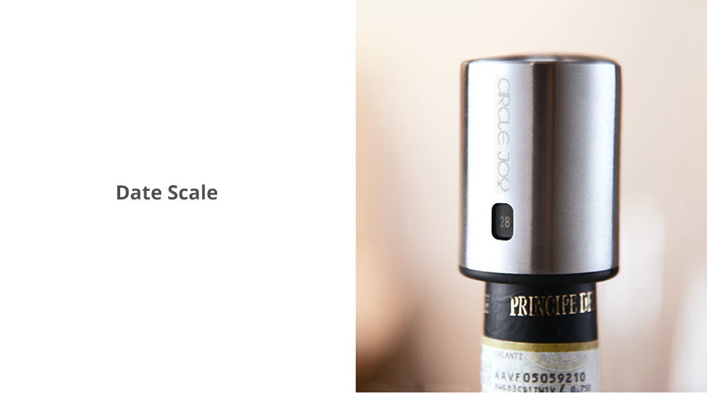 Xiaomi Circle Joy Stainless Steel Sealed Wine Stopper Efficient Preservation 304 Stainless Steel Store Date - Silver