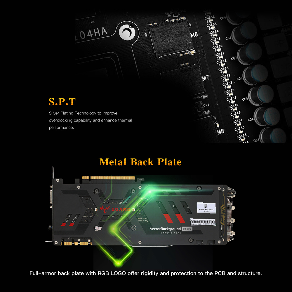 Colorful iGame GTX1080 X-8GD5X-TOP-AD-V2 Video Graphics Card 1759-1898MHz 8GB 256Bit 10Gbps/GDDR5X 2DP+2HDMI+DIV - Silver