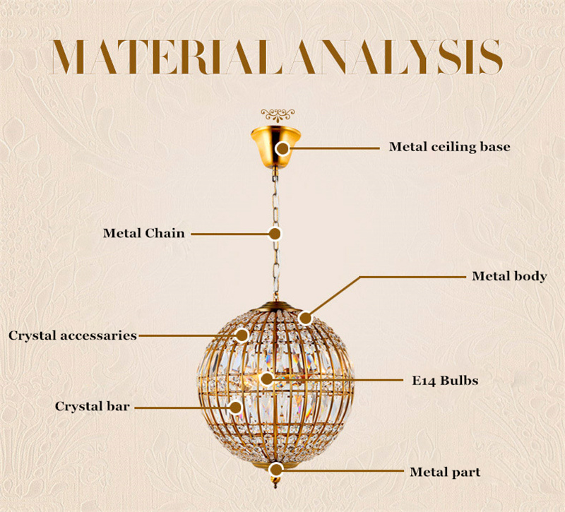 FUMAT American Style Round Crystal Chandelier Light Lustre K9 Hanging Ring Lamp for Living Room Dining Room Artistic - Gold