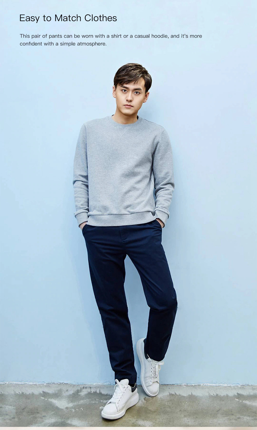 Xiaomi Youpin Classic Casual Comfortable Solid Color Cotton Pants Size 3XL - Khaki