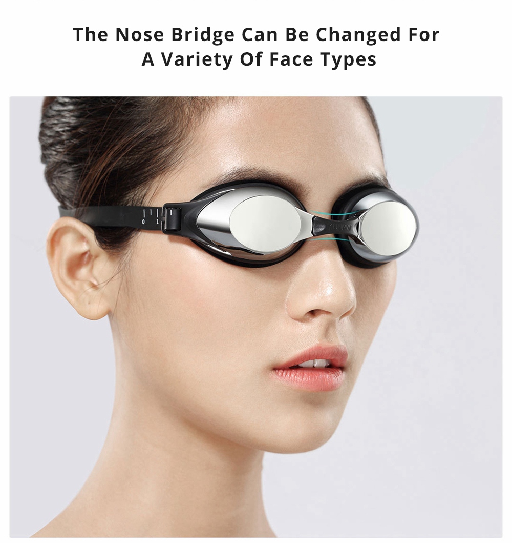 Xiaomi Yunmai Colorful HD Anti-fog Swim Goggles + Nose Clip + Ear Plugs Set - Black + Gray