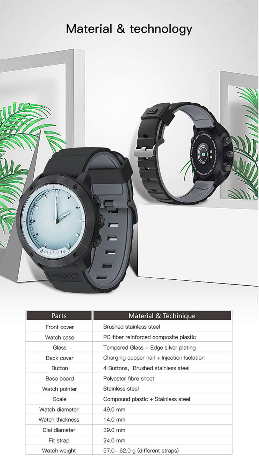 Makibes M5 Sports Smart Watch 5ATM Water Resistant Heart Rate Monitor Transparent Screen Luminous Dial TPU Strap - Black