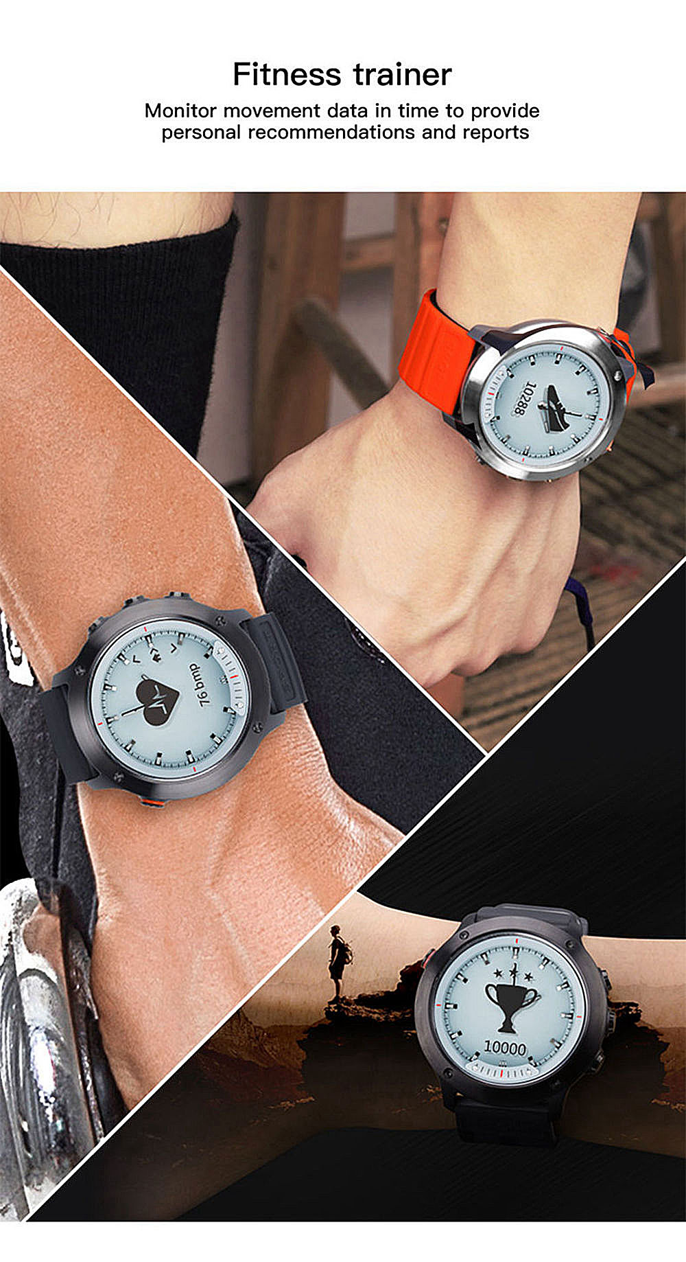Makibes M5 Sports Smart Watch 5ATM Water Resistant Heart Rate Monitor Transparent Screen Luminous Dial TPU Strap - Black