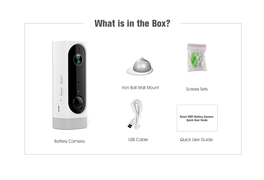 Adorbee A1 720P HD Wire-free Indoor Smart IP Camera Battery 3000mAh Two-Way Audio PIR Night Vision - White