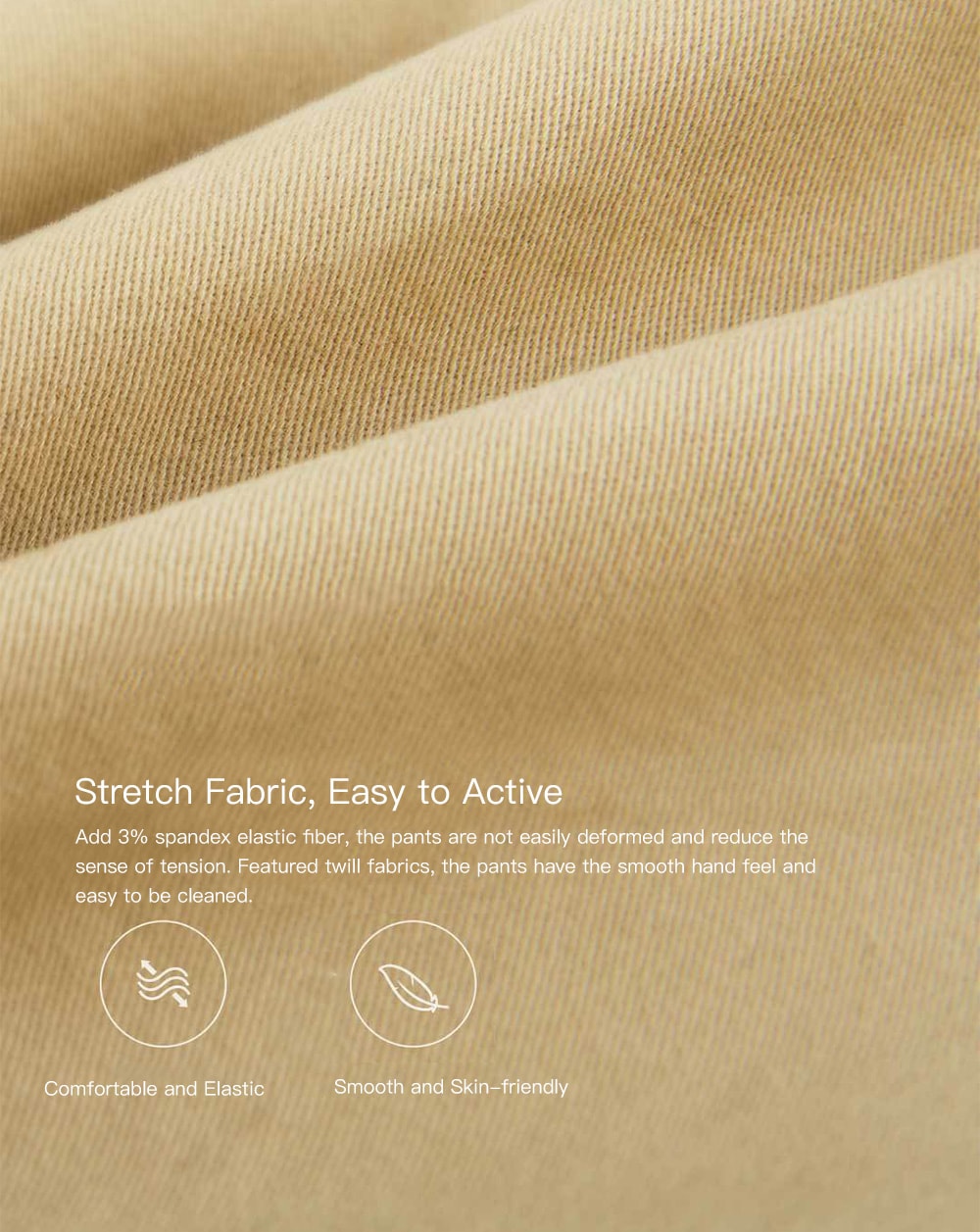 Xiaomi Youpin Classic Casual Comfortable Solid Color Cotton Pants Size 3XL - Khaki
