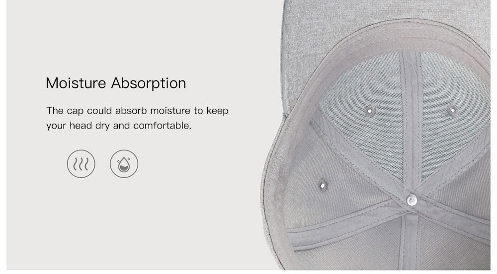 Xiaomi Youpin Trendy Solid Color Sweat Absorption Non-deformed Reflective Baseball Cap Hip Hop Hat Light Gray