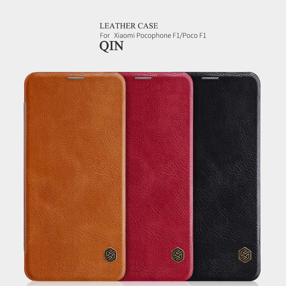 NILLKIN Protective Leather Phone Case for Xiaomi Pocophone F1/Poco F1 Protective Back Cover - Black