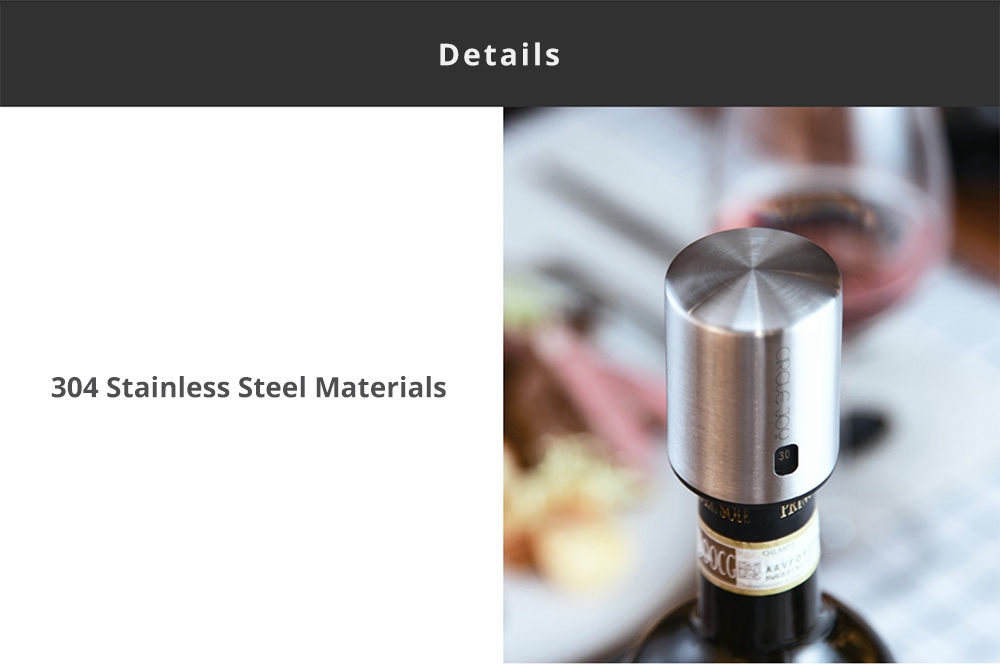 Xiaomi Circle Joy Stainless Steel Sealed Wine Stopper Efficient Preservation 304 Stainless Steel Store Date - Silver