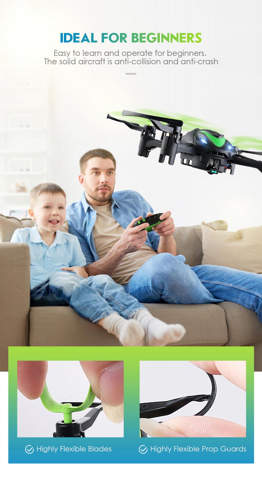 JJRC H48 Mini 2.4G 4CH 6Axis Gyro 3D Flips Dual Charing Modes RC Quadcopter RTF Green - Two Battery