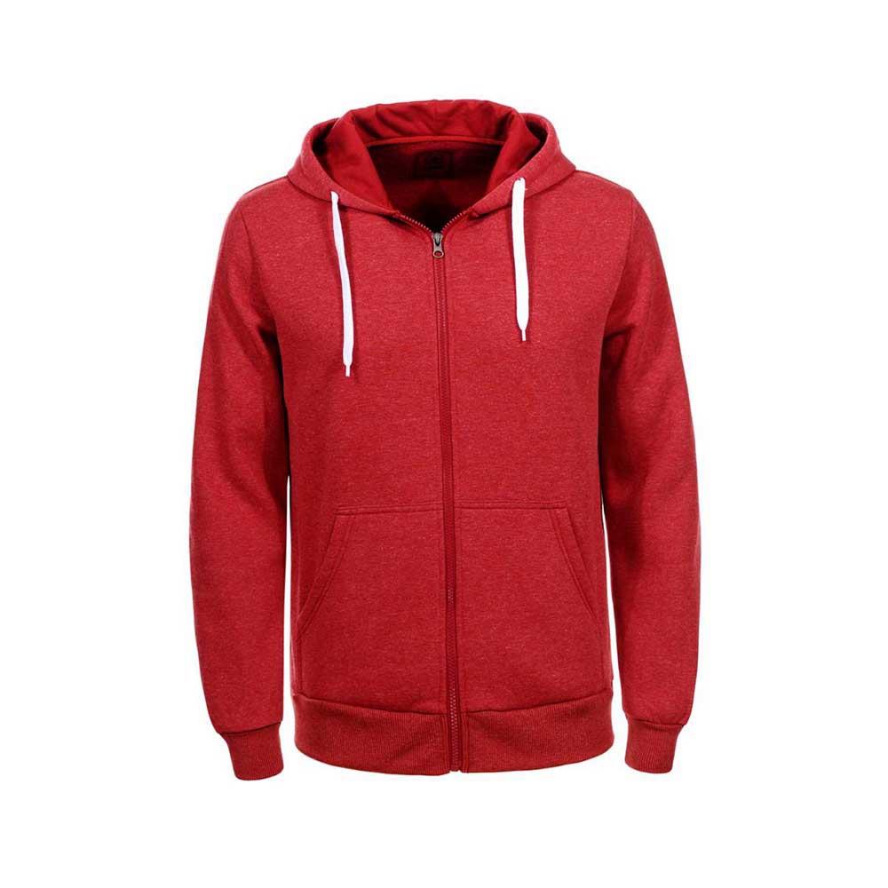 Men Casual Solid Color Long Sleeve Sweatshirt Zipper Hoodie Coat Size XL - Red