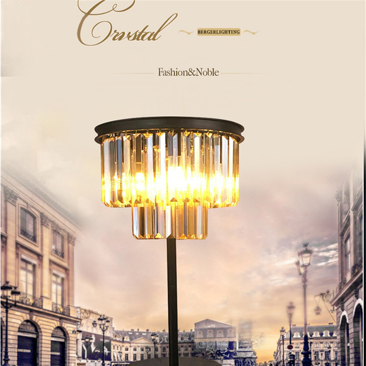 FUMAT Table Lamp Dual Layers K9 Crystal Lustre Luxury Table Lights Desk Lamp Bedside Decoration Lights for Living Room Bedroom - Amber
