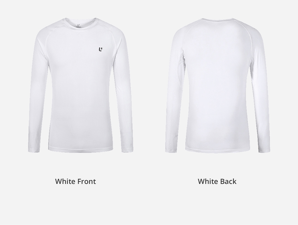 Xiaomi Uleemark Men Sports Long Sleeve Crew Neck T-shirt Moisture Wicking Classic Sweatshirt Size L - White