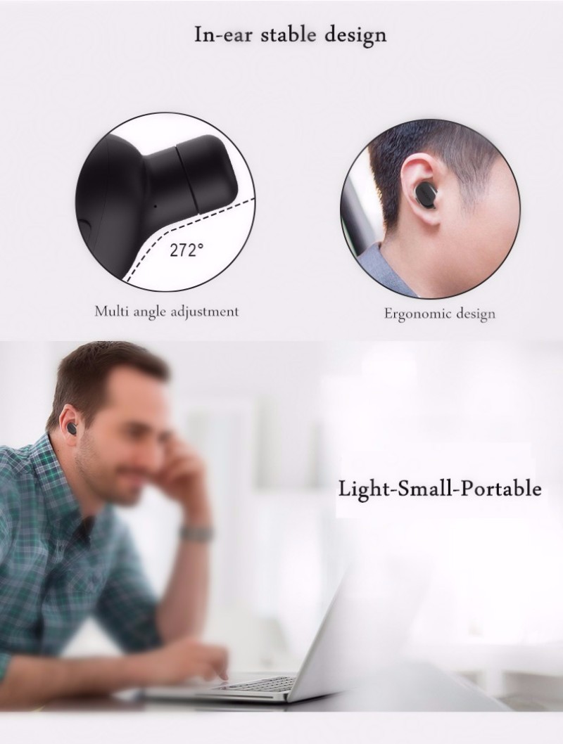 Dacom K007 Mini Bluetooth Wireless Sport Earphones In-ear Headphones Earbuds - Black