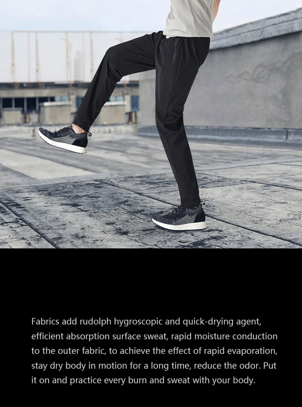Xiaomi Uleemark Men Icy Cloth Texture Pants Absorb Sweat Quick-drying High Elasticity Trousers Size XL - Black