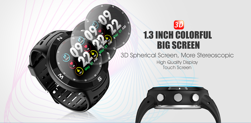 DTNO.I NO.1 F18 Sports Smartwatch 1.3 Inch TFT Touch Screen Bluetooth 4.2 IP68 Built-in GPS Heart Rate Monitor Call Message Reminder - Black