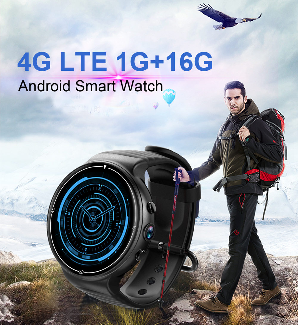 Makibes MK02 4G Smartwatch Phone Android 7.0 MTK6737 Quad Core 1G RAM 16G ROM GPS WiFi Heart Rate Video - Black